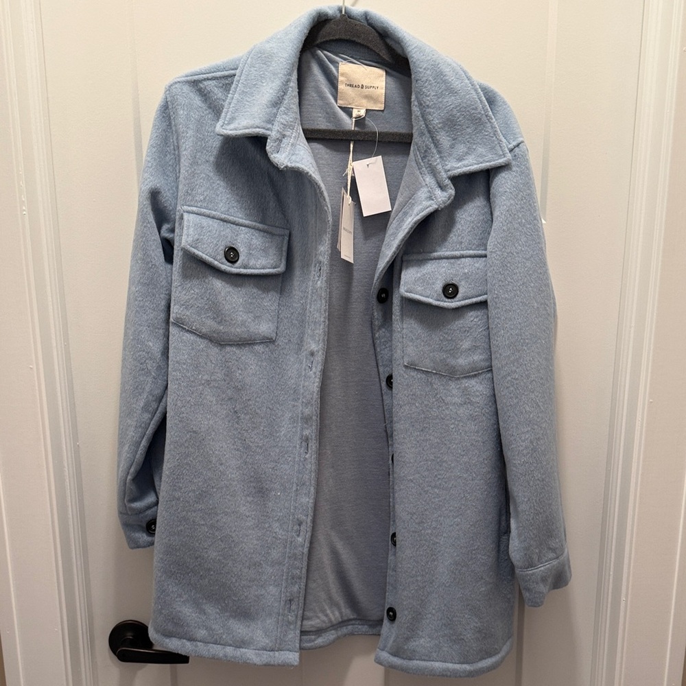 Thread & Supply Light Blue Button-Up Jacket